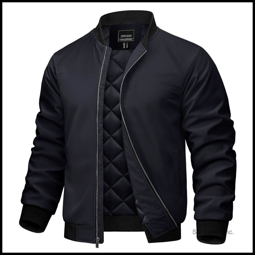 Men's Bomber Jacket Windproof Water Resistant Quilted Padded Classic Retro